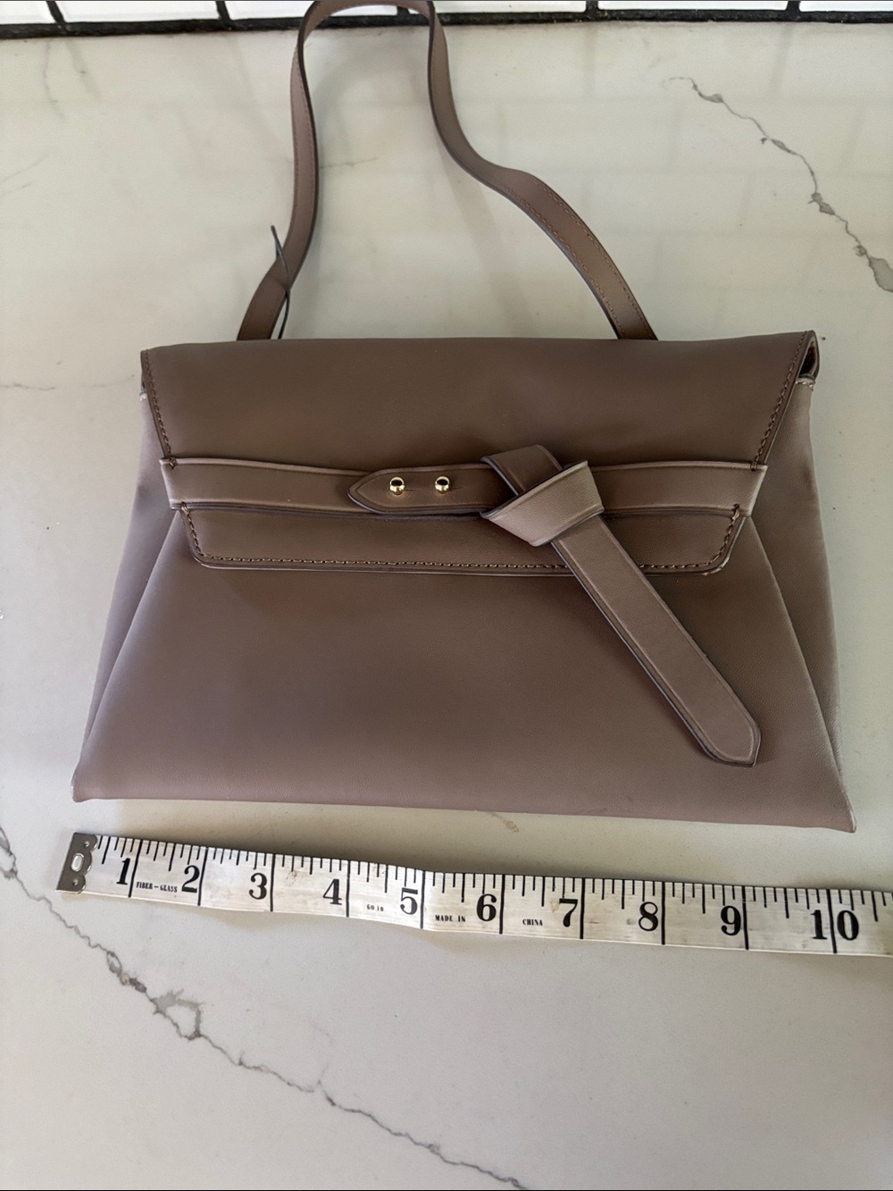 NWT Vince Camuto Taupe/Brown Crossbody Belt-Detail Shoulder Bag/Envelope Clutch - Picture 9 of 9